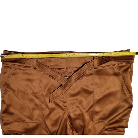 Chico's Copper Gold Satin Belted Tapered Leg Carpenter Type Pants Size L / 12 .. - Picture 14 of 15